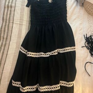 Black and White Smocked Tiered Sundress